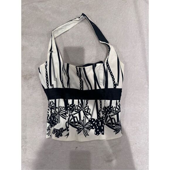 KAREN MILLEN US size 4 women’s top with bows halter top - Picture 1 of 4